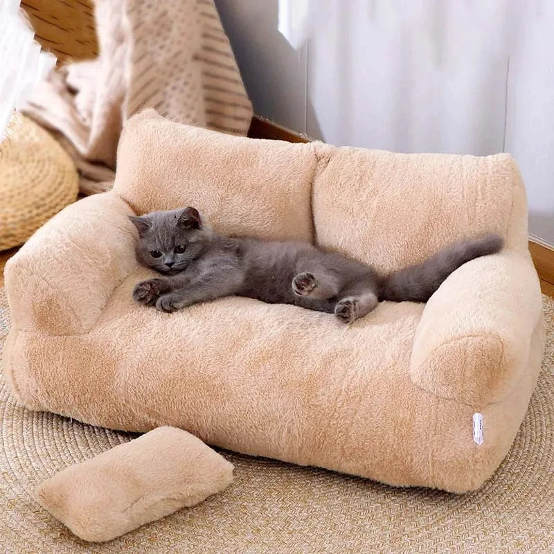 Cama de felpa para gatos de invierno