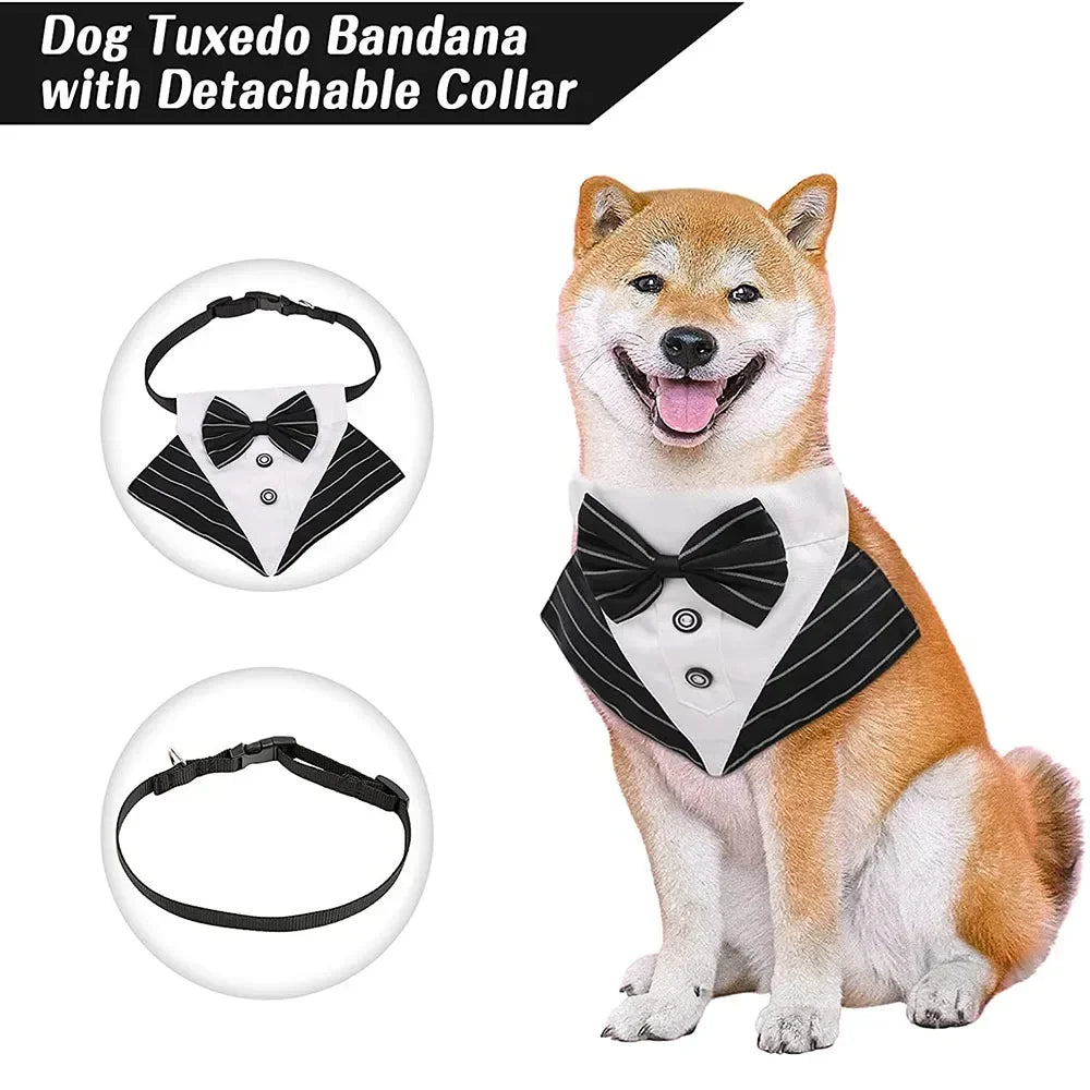 Bufanda de esmoquin con bandana formal para perros con pajarita 