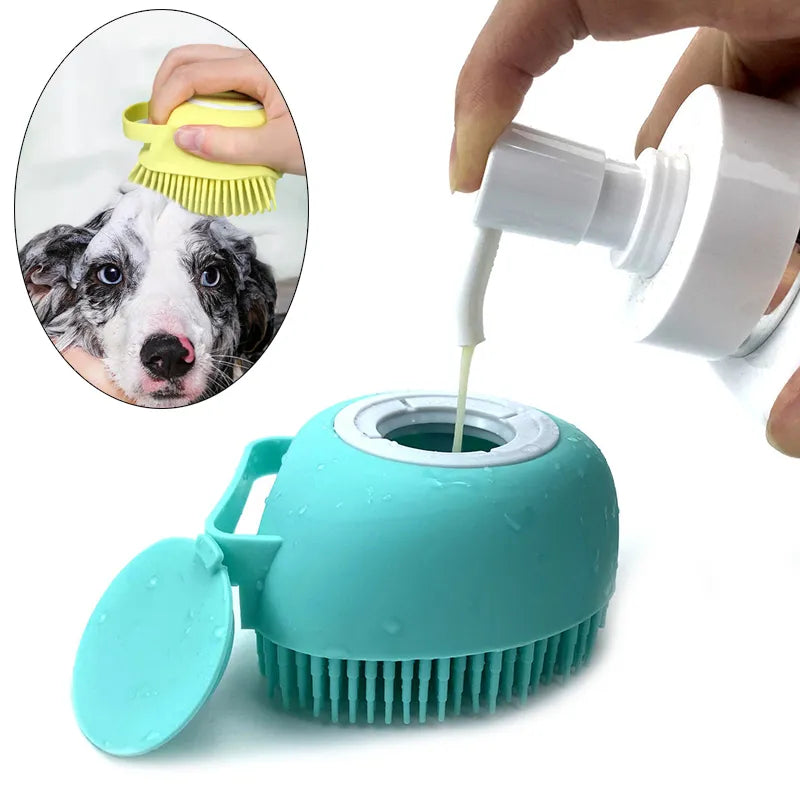 Pet Bath Massage Gloves Brush with Brush