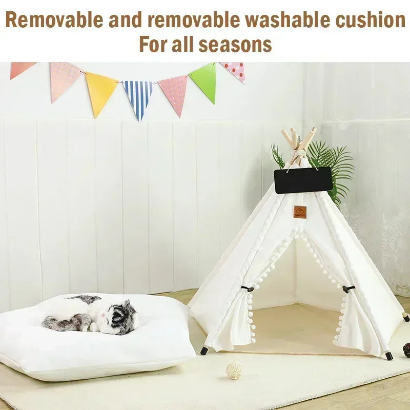 Portable Pet Teepee Tent with Cushion