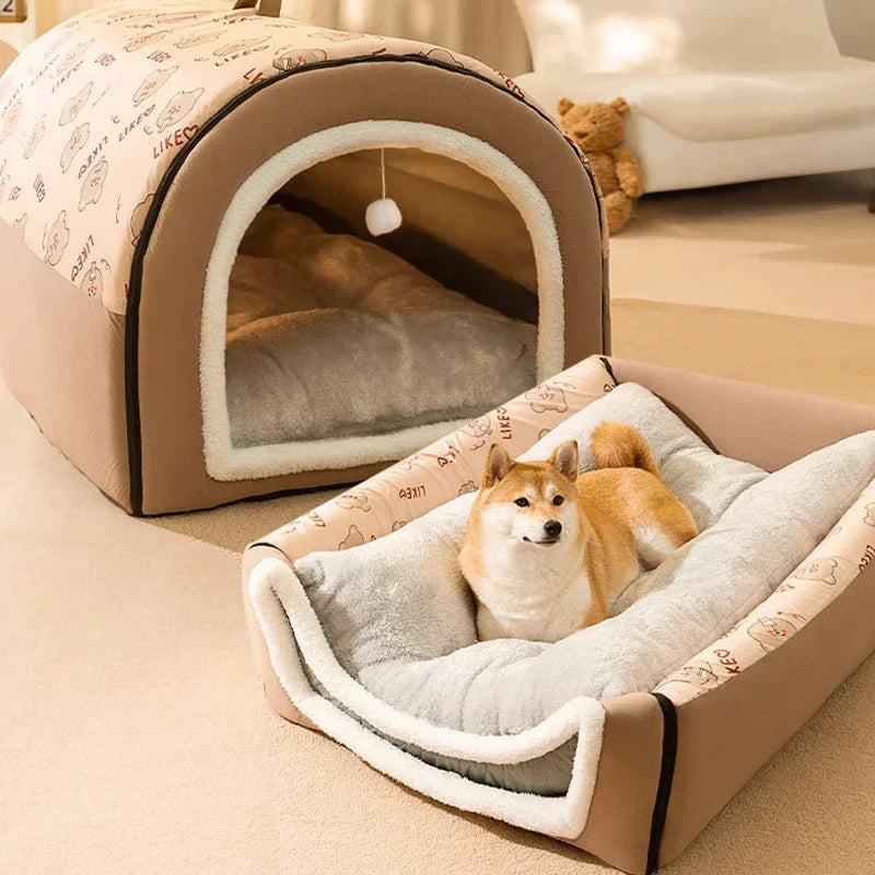 Cozy Enclosed Dog House Kennel