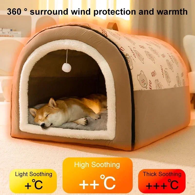 Cozy Enclosed Dog House Kennel